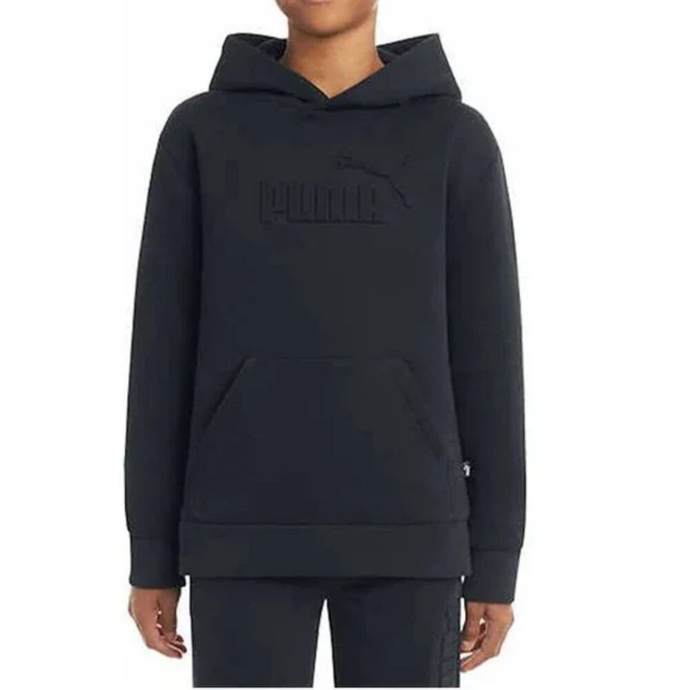 NEW Puma Solid Unisex Kids Boys Girls Pull Over Fleece Hoodie Sweatshirt S 7 8